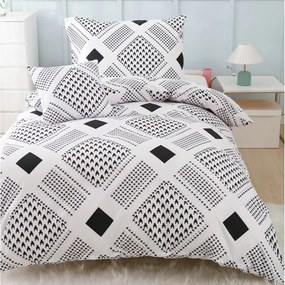 Черно-бяло спално бельо за единично легло от микросатен, 3 части 140x200 cm Roberto - My House