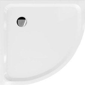 Mexen Flat полукръгъл душ-кабина slim 90 x 90 см, бял, хромиран сифон - 41109090
