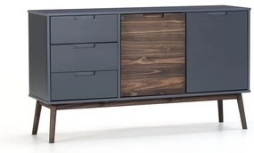 Антрацитен/тъмнокафяв нисък боров скрин 140x80 cm Nussa - Marckeric