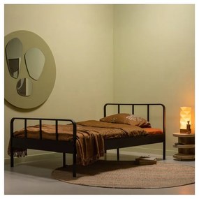 Черно метално единично легло с решетка 120x200 cm Mees - WOOOD