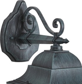 Винтидж външен стенен фенер черен с антично зелено IP44 - Antigua Down