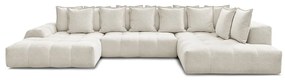 Бял шенилов сгъваем/с място за съхранение ъглов диван (десен ъгъл/U форма) Everest – Bobochic Paris