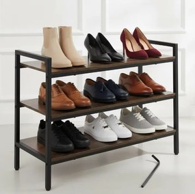 Шкаф за обувки с 3 рафта, Лесно сглобяване, Модерен лофт дизайн, издръжлива конструкция Ruhhy 27038