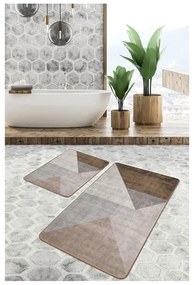 Сиви-кафяви кадифени килими за баня в комплект от 2 бр. 60x100 cm – Mila Home