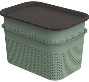 Зелени пластмасови кутии за съхранение в комплект от 2 бр. с капаци 18,5x26,5x18 cm Brisen – Rotho