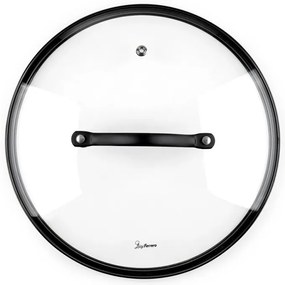 Тенджера Luigi Ferrero Symphony FR-2410, 24x11.5 см, 4.3 л, Незалепващо покритие, Стъклен капак с отвор за пара, Стоманени дръжки с PVD, Индукция, Черен мрамор