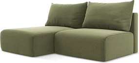 Зелен кадифен сгъваем/с място за съхранение ъглов диван (ляв ъгъл) Kalena – Makamii
