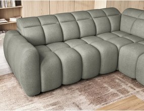 Сиво-зелен разтегателен ъглов диван с място за съхранение от букле (десен ъгъл L форма) Falconn – ELTAP