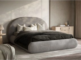 Сиво-бежово двойно легло 160x200 cm тапицирано с място за съхранение с включена подматрачна рамка Maumere – Maison de Rêve