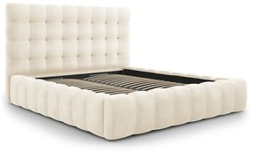 Бежово тапицирано двойно легло с място за съхранение и решетка 200x200 cm Bali - Cosmopolitan Design