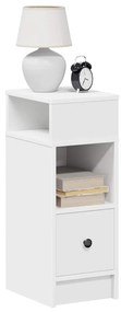 858614 vidaXL Нощно шкафче с чекмедже, бяло, 25x31x66 см