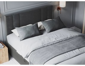 Тъмно сиво кадифено двойно легло , 200 x 200 cm Afra - Mazzini Beds