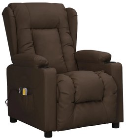 3098809 vidaXL Електрически масажен стол,кафяво, изкуствена кожа