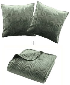 Зелено комплект шалте и калъфка за възглавница 240x260 cm Solange – douceur d'intérieur
