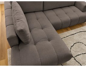 Кафяво-сив сгъваем/с място за съхранение ъглов диван (ляв ъгъл/L форма) Fuji – Bobochic Paris