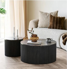 Тъмнокафява кръгла масичка за кафе с плот от имитация на мрамор ø 80 cm Rota – House Nordic