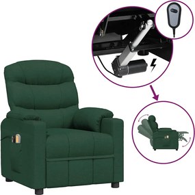 3143509 vidaXL Електрически масажен стол, тъмнозелен, текстил