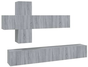 3114524 vidaXL Комплект ТВ шкафове от 7 части, сив сонома, инженерно дърво