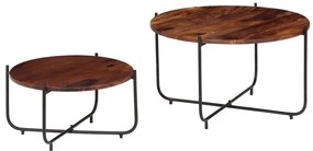 246015 vidaXL Комплект маси за кафе, 2 бр, акациево дърво масив, 60x35 cм