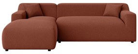 Ъглов диван от рипсено кадифе в тухлен цвят (ляв ъгъл) Martin – Ropez