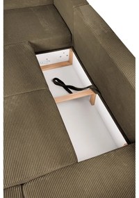 Зелен сгъваем ъглов диван от рипсено кадифе (десен ъгъл/"U" форма) Tori – Bonami Selection