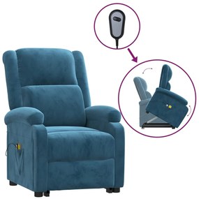 3124846 vidaXL Изправящ масажен стол, син, кадифе
