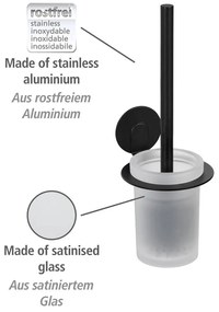 Матово черна самозалепваща стъклена четка за тоалетна Bivio – Wenko
