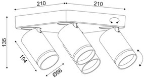 Таван Стена Спот Divino Square 4лампа-Mauro