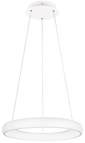 Бяло LED затъмняващо се висящо осветително тяло с метален абажур ø 62 cm Cardona – Trio