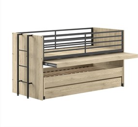 Детско двуетажно разтегателно легло с включена подматрачна рамка в естествен цвят 90x200 cm Sam – Vipack