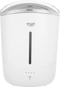 Овлажнител за въздух Adler AD 7971, 30W, До 20м2, 5 литра, 150-300 мл/час, Ултразвук, До 50 часа с едно пълнене, Бял