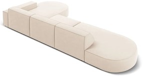 Ъглов диван от бежово кадифе (десен ъгъл) Jodie - Micadoni Home