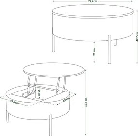 ФРИДА Естествен дъб – МОДЕРНА ХОЛНА МАСА С ПОВДИГАЩ ПЛОТ И СКРИТО ПРОСТРАНСТВО ЗА СЪХРАНЕНИЕ