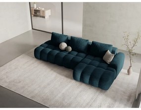 Кадифен сгъваем/с място за съхранение ъглов диван в петролен цвят (десен ъгъл) Linz – Cosmopolitan Design