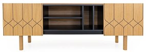ТВ масичка от черен/естествен дъб 175x60 cm Porto - Woodman