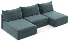 Тюркоазен разтегателен ъглов диван с място за съхранение Kalena – Makamii