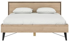 Двойно легло от дъбов декор с включена подматрачна рамка в естествен цвят 160x200 cm Ry – Tvilum