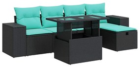 3327927 vidaXL Градински диван с възглавници, 6 части, сив полиратан, акация