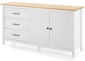 Бял нисък скрин от масивен бор 150x80 cm Miranda – Marckeric