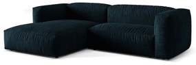 Тъмносин кадифен модулен ъглов диван (ляв ъгъл) Martina – Micadoni
