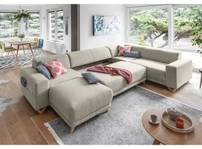 Бежов разтегателен/с място за съхранение ъглов диван (десен ъгъл/U форма) Classy Sophie – Miuform