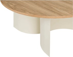 Кремава/в естествен цвят кръгла масичка за кафе с ясенов плот ø 95 cm Gavo – noo.ma