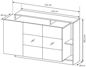 Бюфет Oak-Бяло - Сонома