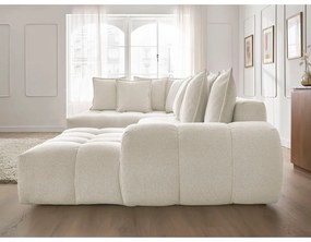 Бял шенилов сгъваем/с място за съхранение ъглов диван (ляв ъгъл/U форма) Everest – Bobochic Paris