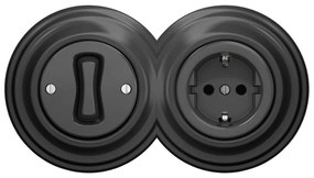 Kliklap-Retro еднополюсен ключ № 1 и SCHUKO контакт 230V с рамка в цвят антрацит