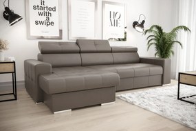 Ъглов диван Април мини Еко LTHR-Кафе-Ляв