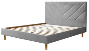 Светлосиво тапицирано двойно легло с включена подматрачна рамка 140x190 cm Romane – Bobochic Paris