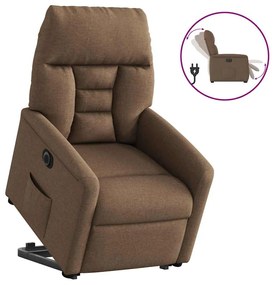 3303056 vidaXL Електрически изправящ реклайнер стол, кафяв, текстил