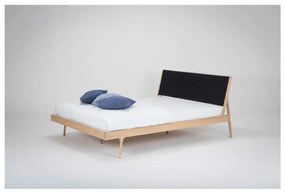 Масивно дъбово легло с черна табла , 180 x 200 cm Fawn - Gazzda