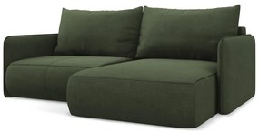 Зелен разтегателен ъглов диван с място за съхранение (десен ъгъл) Nanea – Makamii